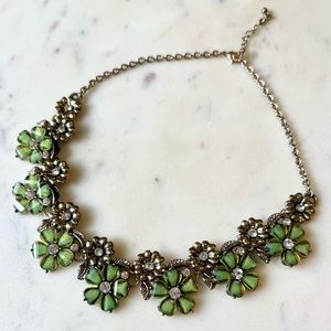 Green Crystal Flower Costume Jewelry Necklace